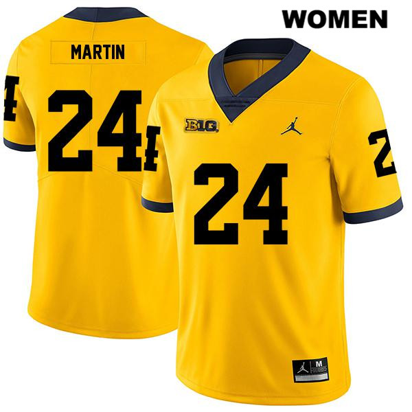 Women's NCAA Michigan Wolverines Jake Martin #24 Yellow Jordan Brand Authentic Stitched Legend Football College Jersey KY25O38XG